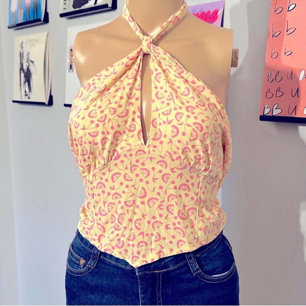 Pink Patterned Halter Top